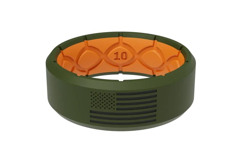 Edge Hero - America Moss Green &amp; Black Flag Ring